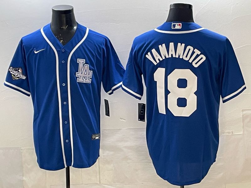 Men 2026 Nike Los Angeles Dodgers #18 Yamamoto Blue Game MLB Jersey 04->los angeles dodgers->MLB Jersey